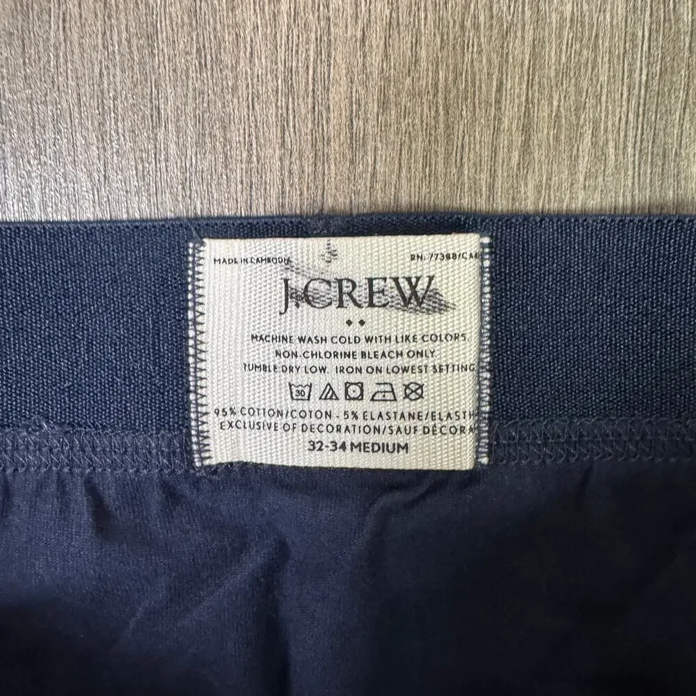 J.Crew Knit Boxer Briefs Mens M Dark Navy Pull-On Stretch Elastic Waistband Logo